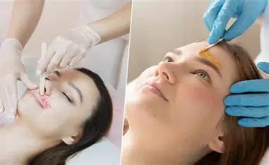 Professional bridal makeup showcasing rosy cheeks and defined eye makeup applied with precision brush on model face
